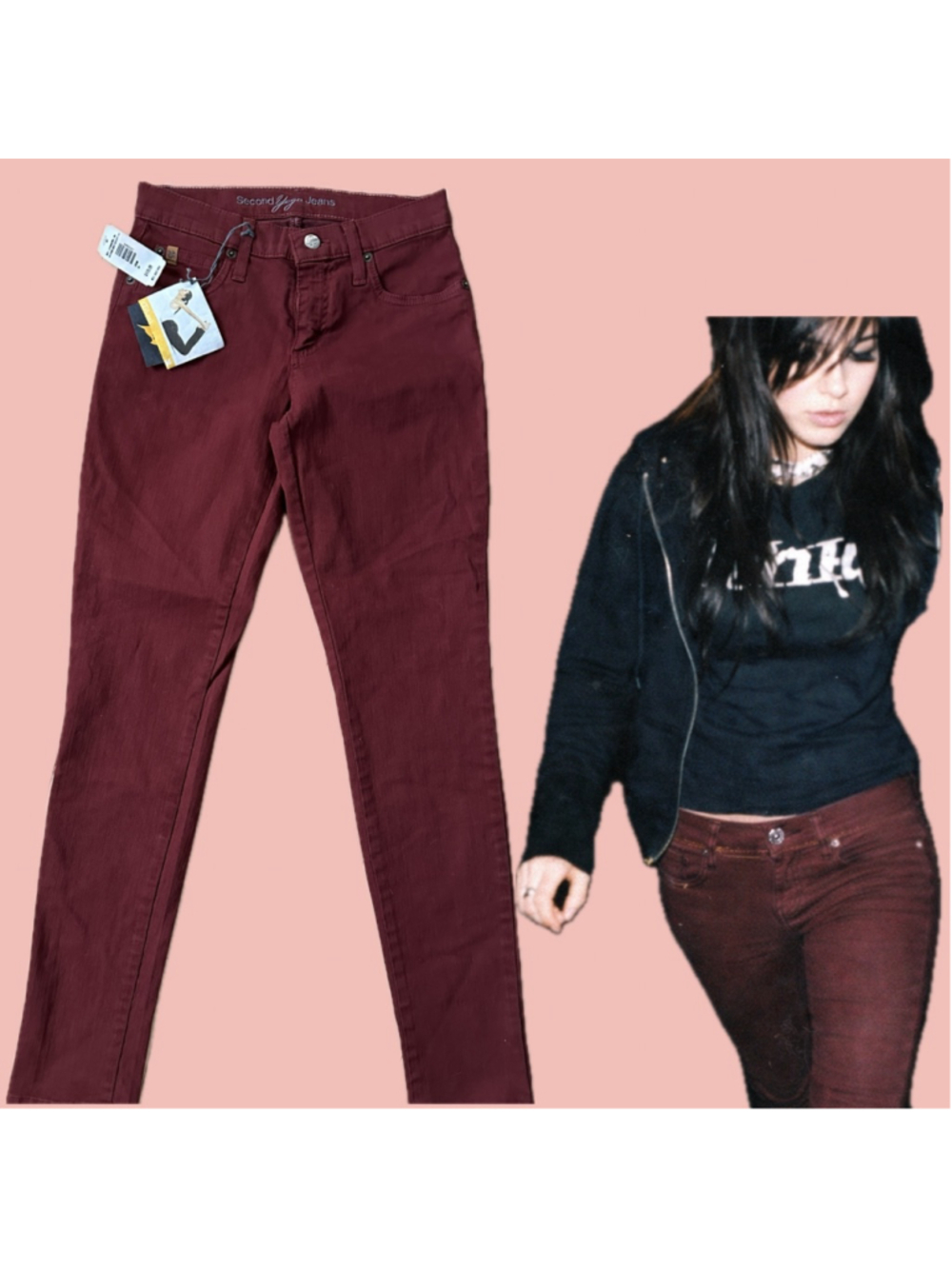 Y2K Red Skinny Jeans Size 25 Made in Canada Stretch Denim – Emo Fit
